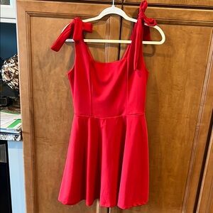 Chic Red Sleeveless Dress with Bow Straps